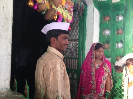 Bride and groom at the temple